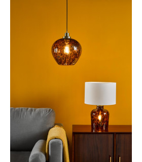 Leandra Dual Light Table Lamp Tortoiseshell Glass With Shade-2