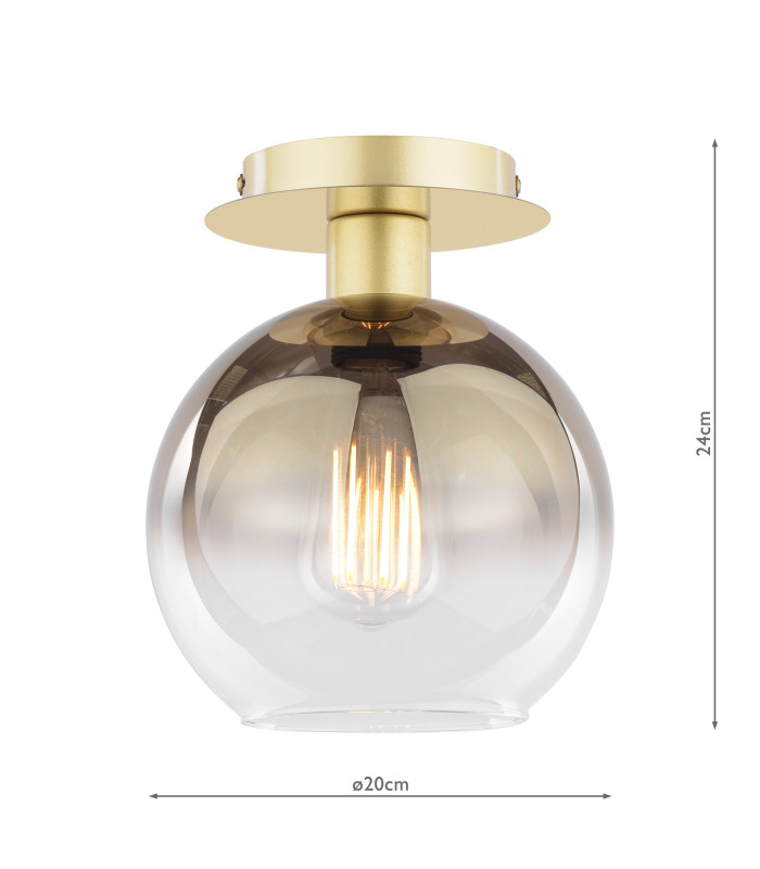 Lycia Semi-Flush Satin Gold and Gold Ombre Glass-2