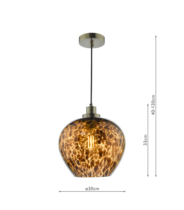 Leandra Ceiling Pendant Tortoiseshell Glass and Antique Brass-6