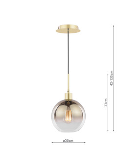 Lycia Ceiling Pendant Satin Gold and Gold Ombre Glass-2