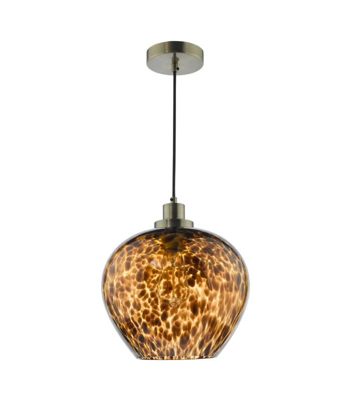 Leandra Ceiling Pendant Tortoiseshell Glass and Antique Brass-7