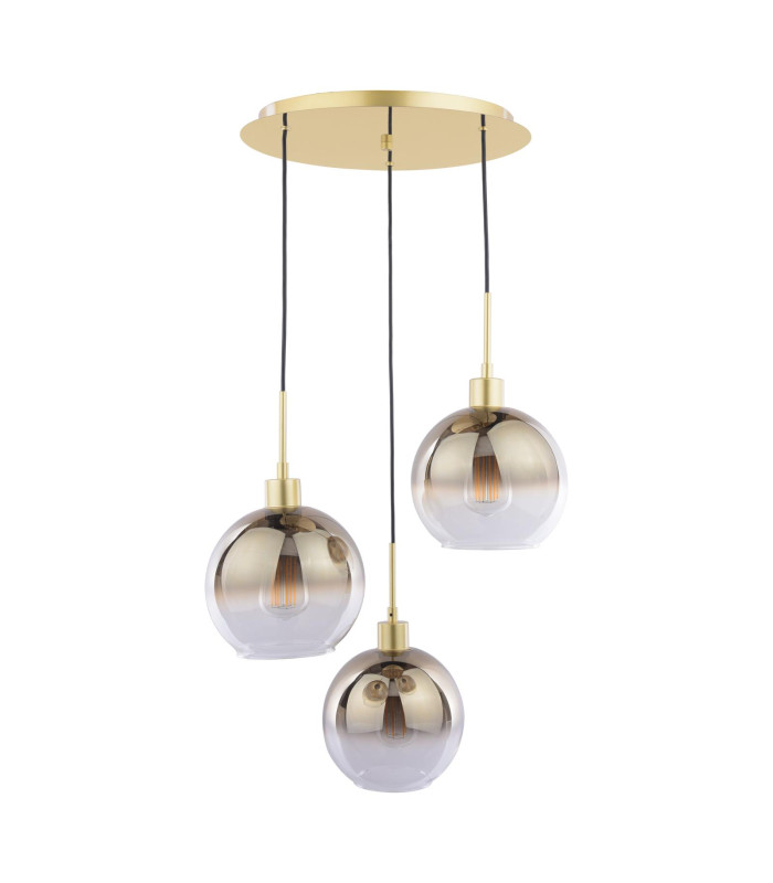 Lycia 3 Light Cluster Ceiling Pendant Satin Gold and Gold Ombre Glass-3