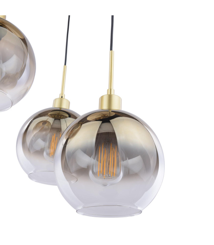 Lycia 3 Light Cluster Ceiling Pendant Satin Gold and Gold Ombre Glass-4