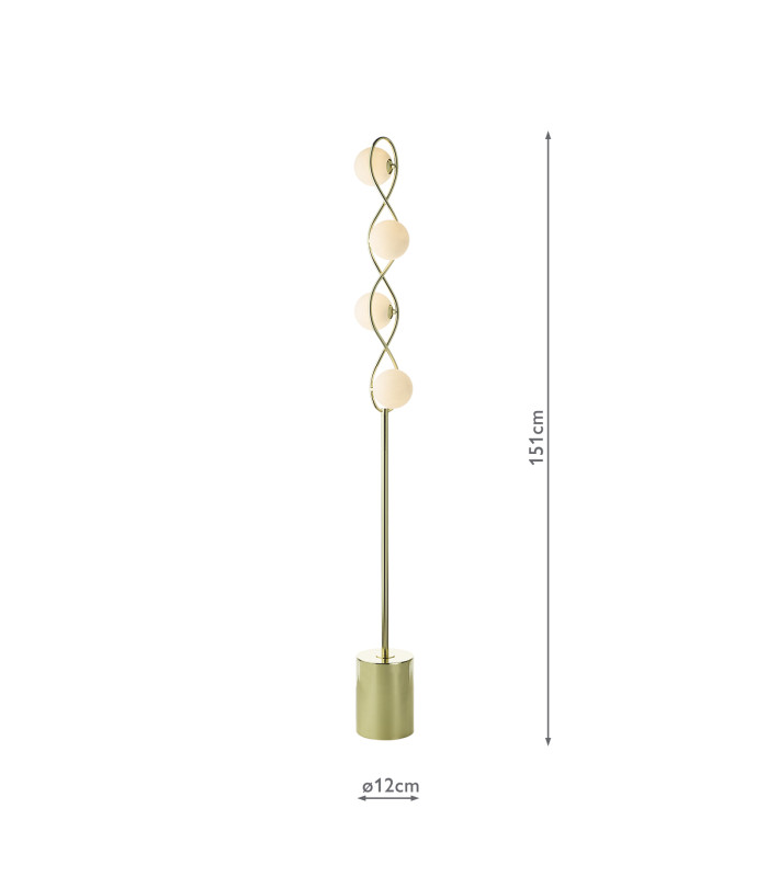 Lysandra 4 Light Floor Lamp Polished Gold and Opal Glass-4