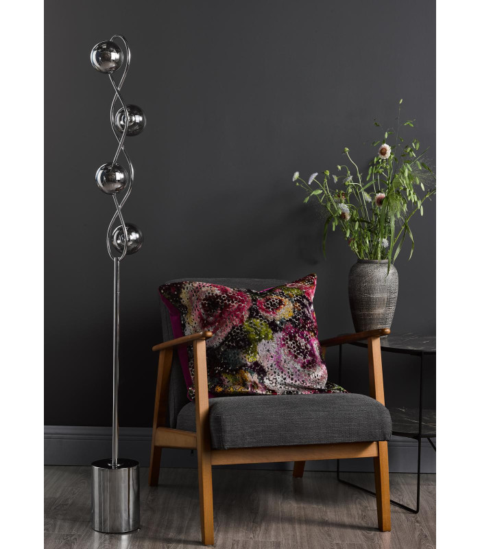 Lysandra 4 Light Floor Lamp Polished Chrome and Smoked Glass-3