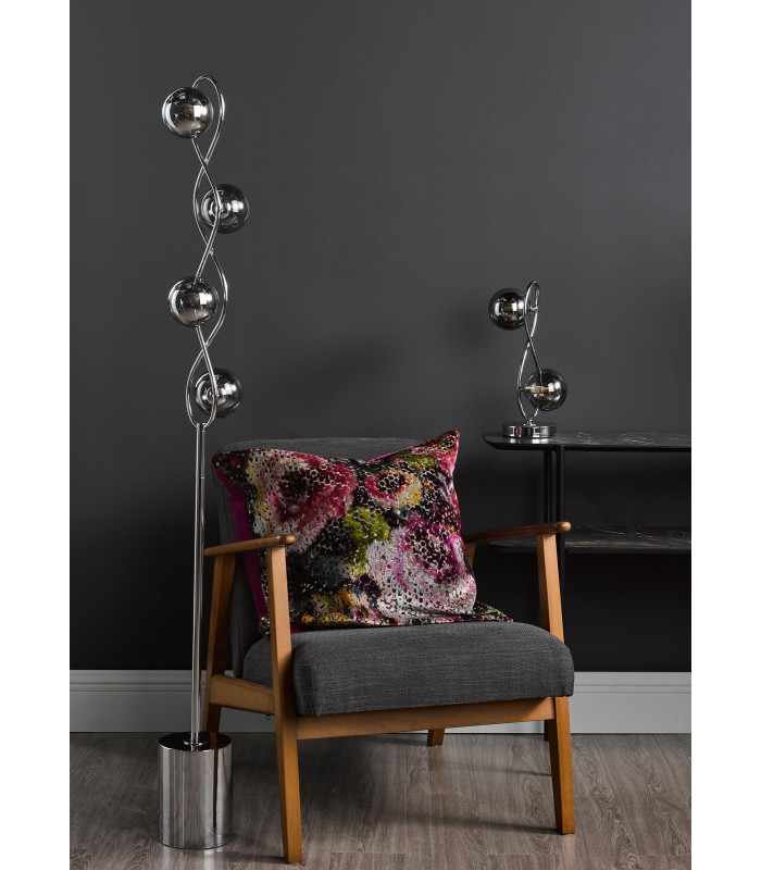 Lysandra 4 Light Floor Lamp Polished Chrome and Smoked Glass-5