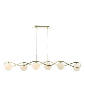 Lysandra 6 Light Bar Ceiling Pendant Polished Gold and Opal Glass-1