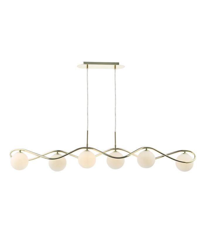 Lysandra 6 Light Bar Ceiling Pendant Polished Gold and Opal Glass-1