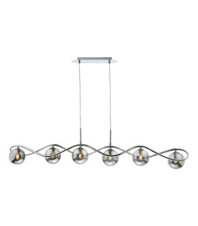Lysandra 6 Light Bar Ceiling Pendant Polished Chrome and Smoked Glass-1