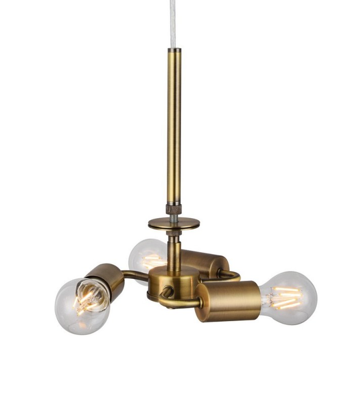 Antique Brass 3m 3 Light E27 Universal Ceiling Pendant, Suitable For A Vast Selection Of Shades - 4