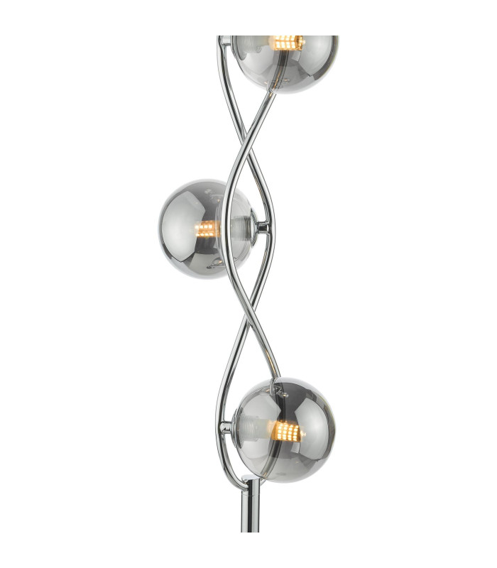 Lysandra 4 Light Floor Lamp Polished Chrome and Smoked Glass-8