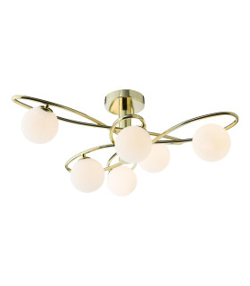 Lysandra 6 Light Semi-Flush Polished Gold and Opal Glass-1