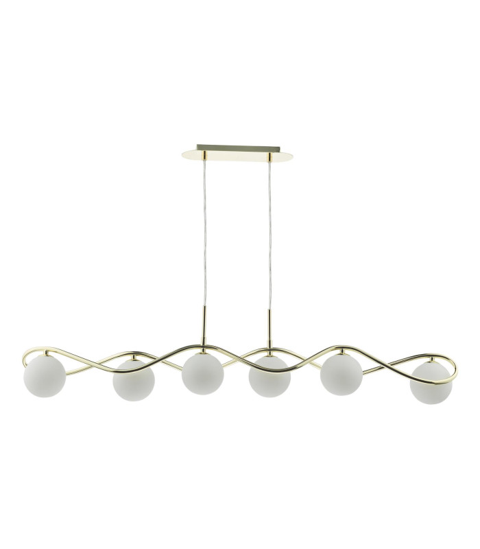 Lysandra 6 Light Bar Ceiling Pendant Polished Gold and Opal Glass-5