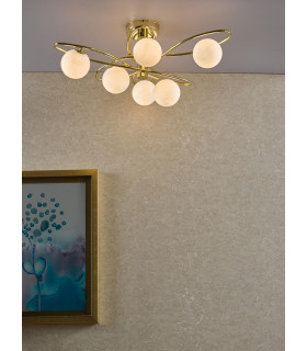 Lysandra 6 Light Semi-Flush Polished Gold and Opal Glass-2