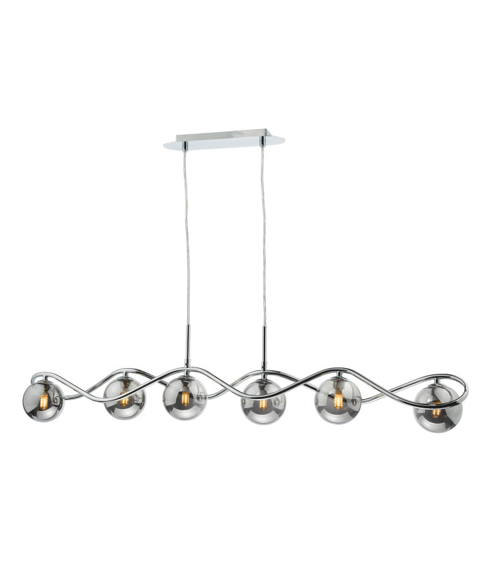 Lysandra 6 Light Bar Ceiling Pendant Polished Chrome and Smoked Glass-6