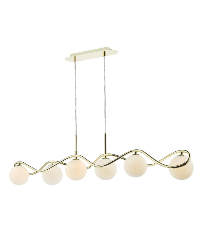 Lysandra 6 Light Bar Ceiling Pendant Polished Gold and Opal Glass-6