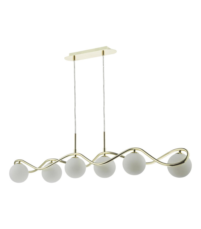 Lysandra 6 Light Bar Ceiling Pendant Polished Gold and Opal Glass-7