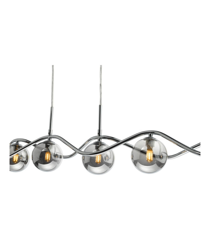 Lysandra 6 Light Bar Ceiling Pendant Polished Chrome and Smoked Glass-8