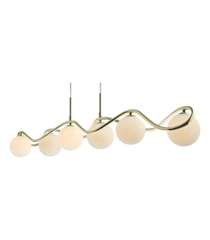 Lysandra 6 Light Bar Ceiling Pendant Polished Gold and Opal Glass-8