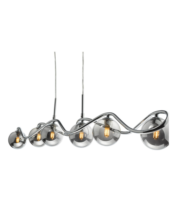 Lysandra 6 Light Bar Ceiling Pendant Polished Chrome and Smoked Glass-9