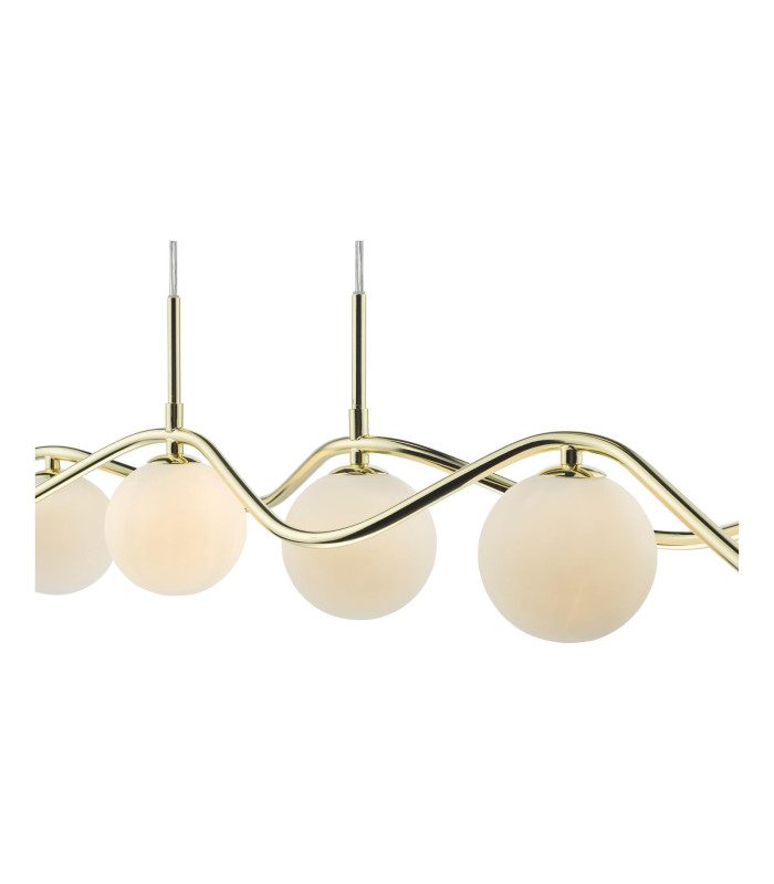 Lysandra 6 Light Bar Ceiling Pendant Polished Gold and Opal Glass-9