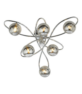 Lysandra 6 Light Semi-Flush Polished Chrome and Smoked Glass-1