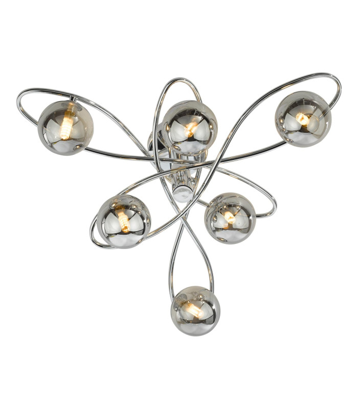 Lysandra 6 Light Semi-Flush Polished Chrome and Smoked Glass-1