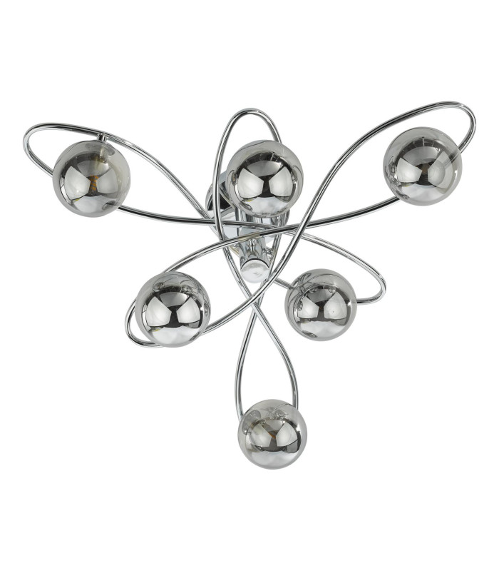 Lysandra 6 Light Semi-Flush Polished Chrome and Smoked Glass-5