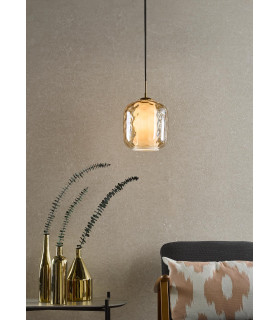 Majella Ceiling Pendant Aged Brass and Champagne Glass-2