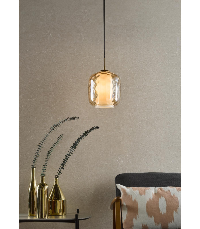 Majella Ceiling Pendant Aged Brass and Champagne Glass-2