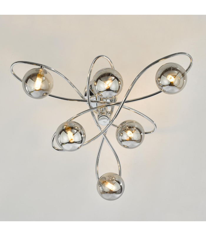 Lysandra 6 Light Semi-Flush Polished Chrome and Smoked Glass-6