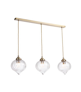 Mya 3 Light Bar Ceiling Pendant Antique Brass and Glass-1