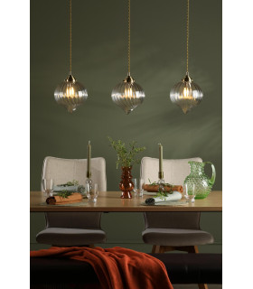 Mya 3 Light Bar Ceiling Pendant Antique Brass and Glass-2