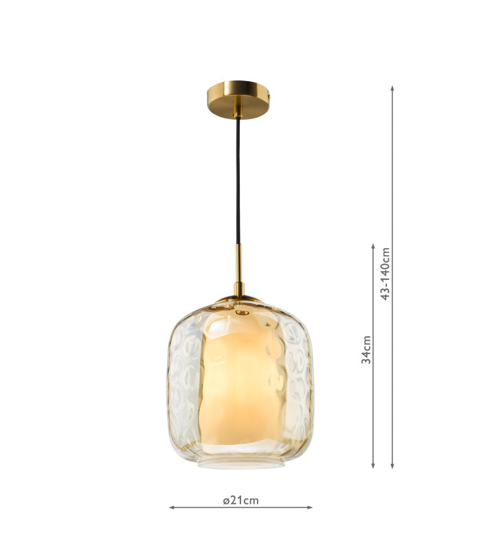Majella Ceiling Pendant Aged Brass and Champagne Glass-4