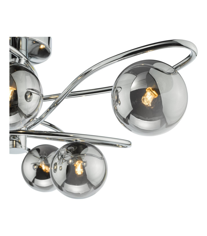 Lysandra 6 Light Semi-Flush Polished Chrome and Smoked Glass-9