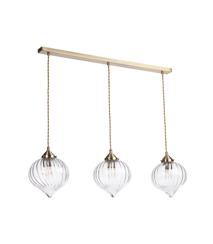Mya 3 Light Bar Ceiling Pendant Antique Brass and Glass-4