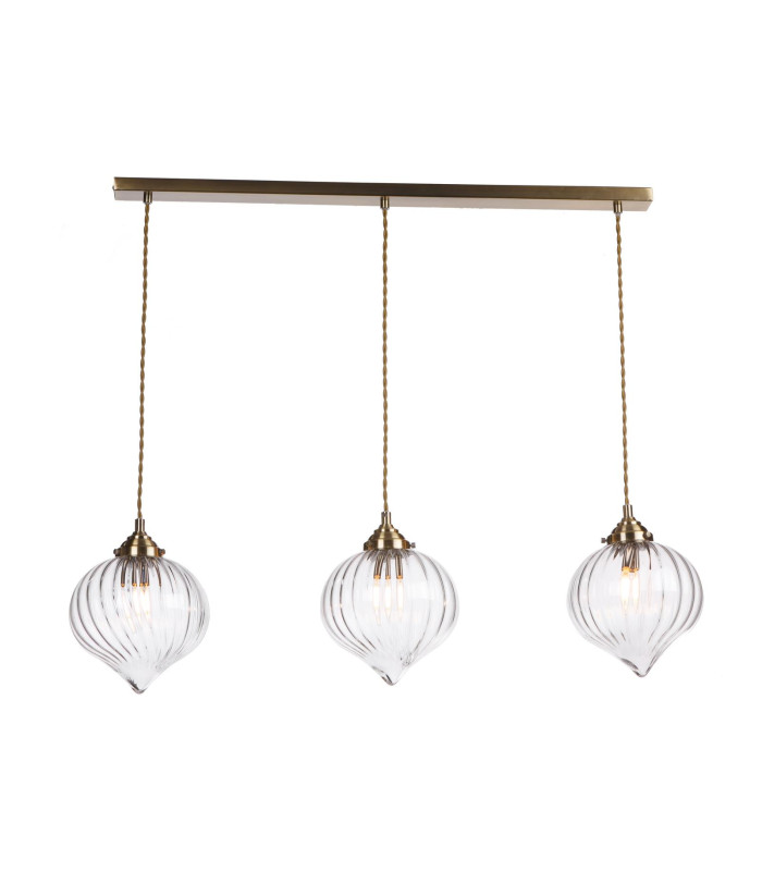 Mya 3 Light Bar Ceiling Pendant Antique Brass and Glass-5