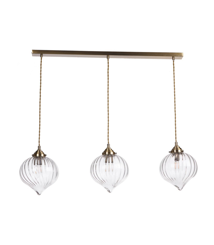Mya 3 Light Bar Ceiling Pendant Antique Brass and Glass-6