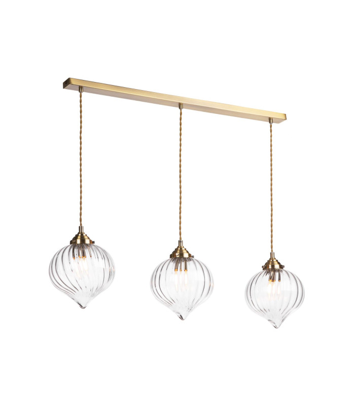 Mya 3 Light Bar Ceiling Pendant Antique Brass and Glass-7