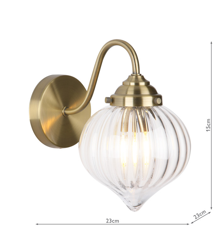 Mya Wall Light Antique Brass and Glass-4