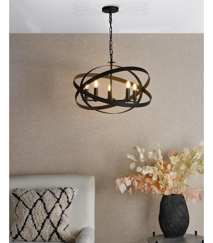 Nitya 5 Light Ceiling Pendant Matt Black-4