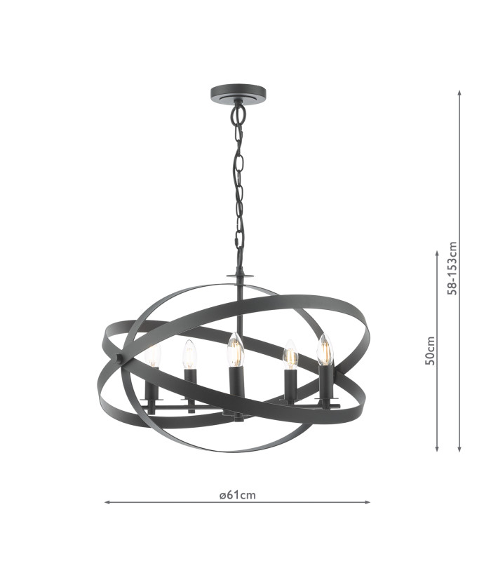 Nitya 5 Light Ceiling Pendant Matt Black-6