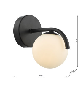 Orlena Wall Light Matt Black and Opal Glass-2