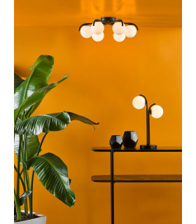 Orlena 6 Light Flush Matt Black and Opal Glass-2