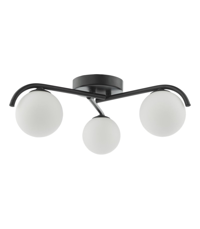 Orlena 3 Light Flush Matt Black and Opal Glass-5