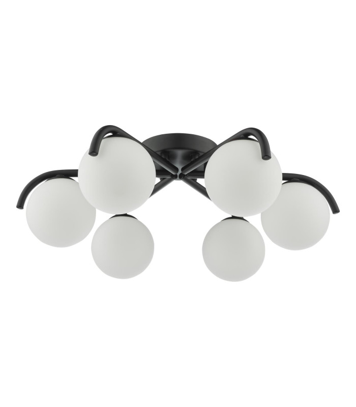 Orlena 6 Light Flush Matt Black and Opal Glass-5