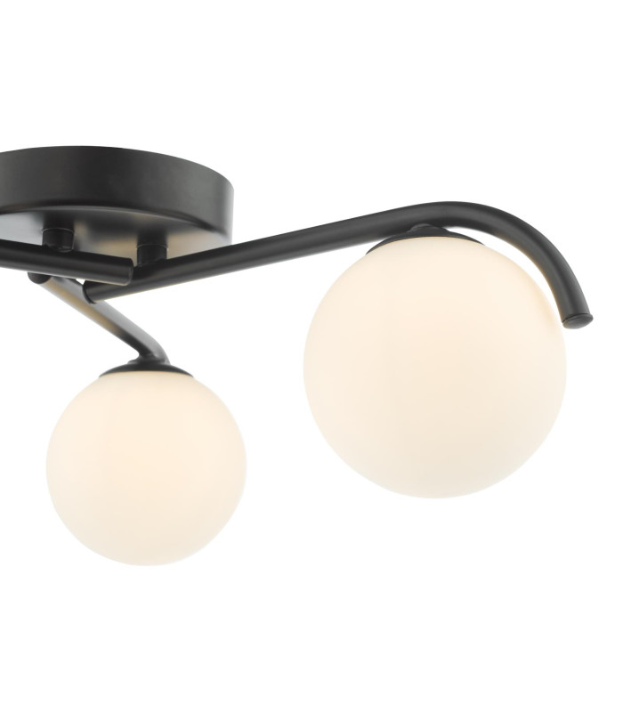 Orlena 3 Light Flush Matt Black and Opal Glass-6