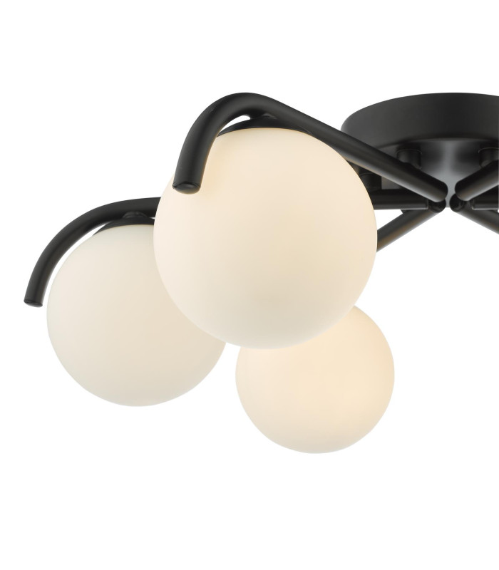 Orlena 6 Light Flush Matt Black and Opal Glass-6