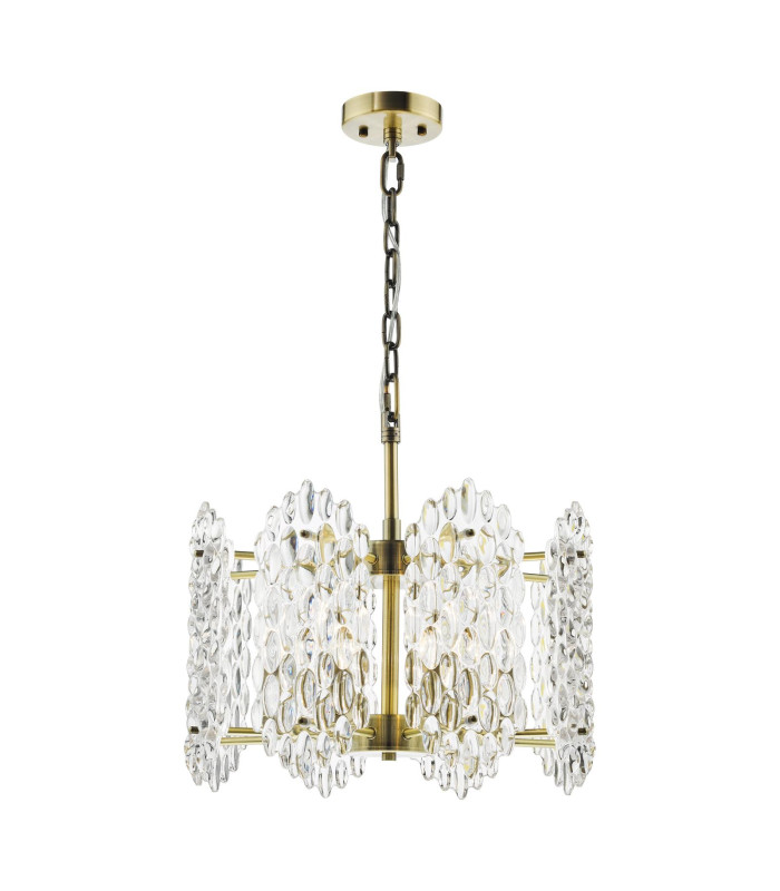 Porthos 8 Light Ceiling Pendant Antique Brass and Glass-1