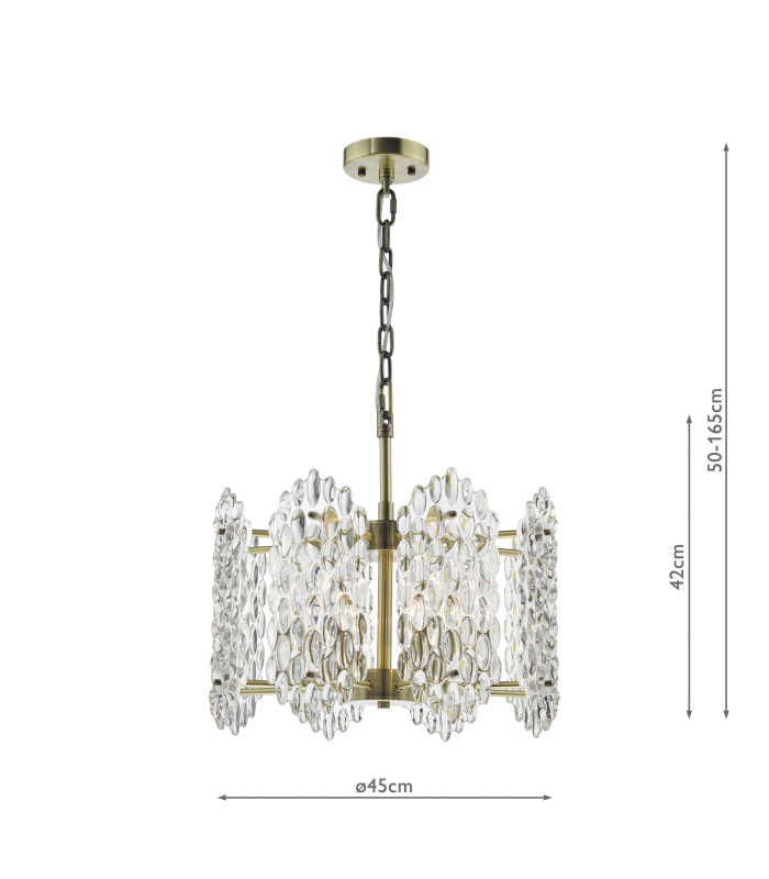 Porthos 8 Light Ceiling Pendant Antique Brass and Glass-4
